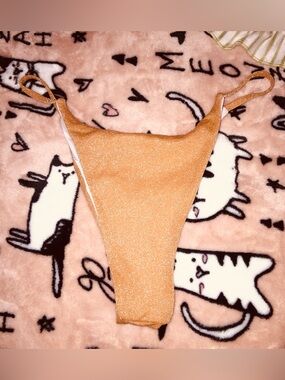 Sparkling Orange/Gold Shimmer Thong Bikini Bottom, NWOT, XS Bottoms Only